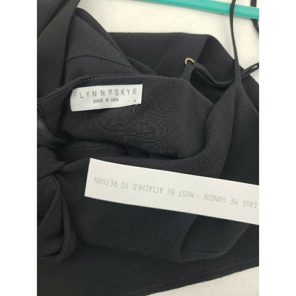 New Flynn Skye Bri Cut Out Mini Dress Womens L Solid Black Rayon - Picture 7 of 8